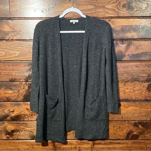 Madewell Black W/ Red Specks Wool Blend Open Front Cardigan Women's Size XXS - Picture 6 of 12